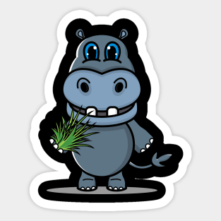 Hippos eat grass Sticker